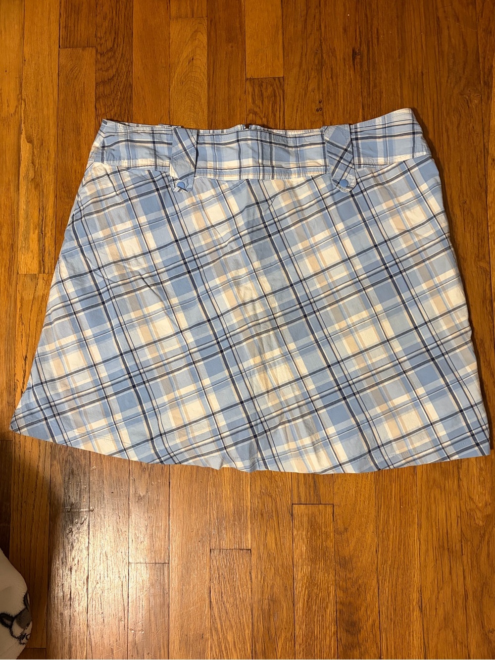 Zoey Beth Vintage Light Blue/cream Plaid Women’s Skort